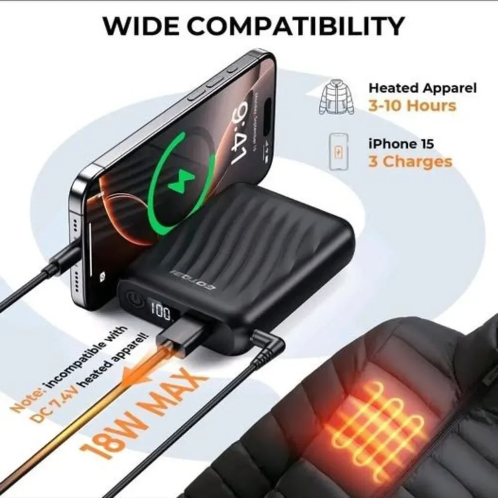GOTOBI 12V 18400mAh Heated Jacket Battery Pack - Power Bank Black